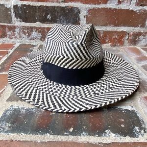 National Trust cream & black 2 Tone Paper Fedora Hat